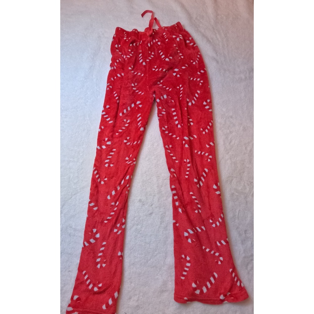 Unbranded Red Candy Cane Fleece Pajama Pants Large Holiday Christmas Sleepwear